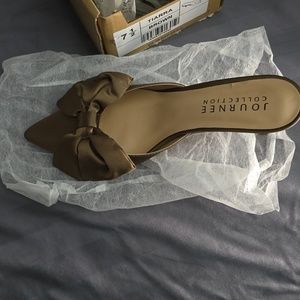 Journee brown satin mule